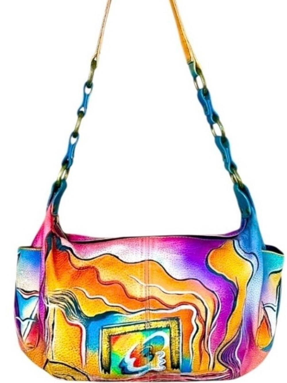 ANUSCHKA Hand Painted Leather Shoulder Bag